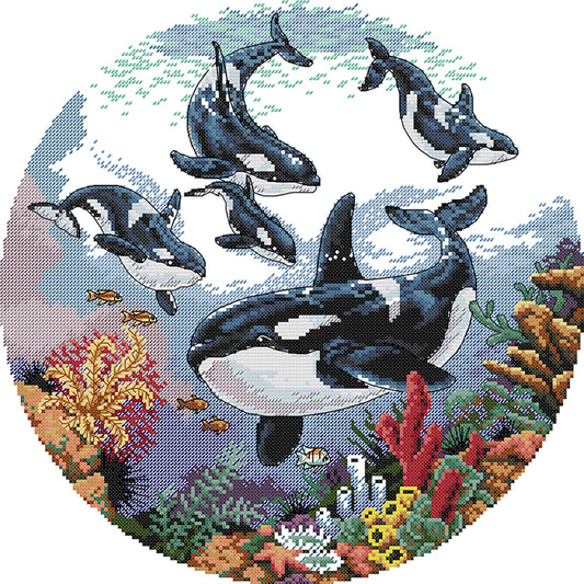 Killer Whale - 14CT Stamped Cross Stitch 38*38CM (Joy Sunday)