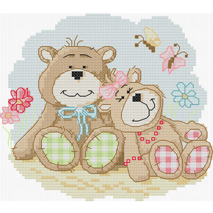 Two Sweet Little Bears - 14CT Stamped Cross Stitch 19*17CM (Joy Sunday)