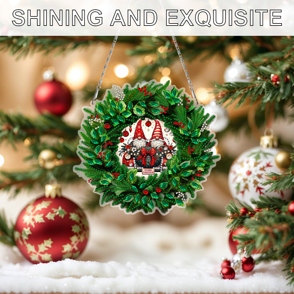 Christmas 2D Flat DIY Hanging Diamond Art Kits Window Hanging Art for Home Decor