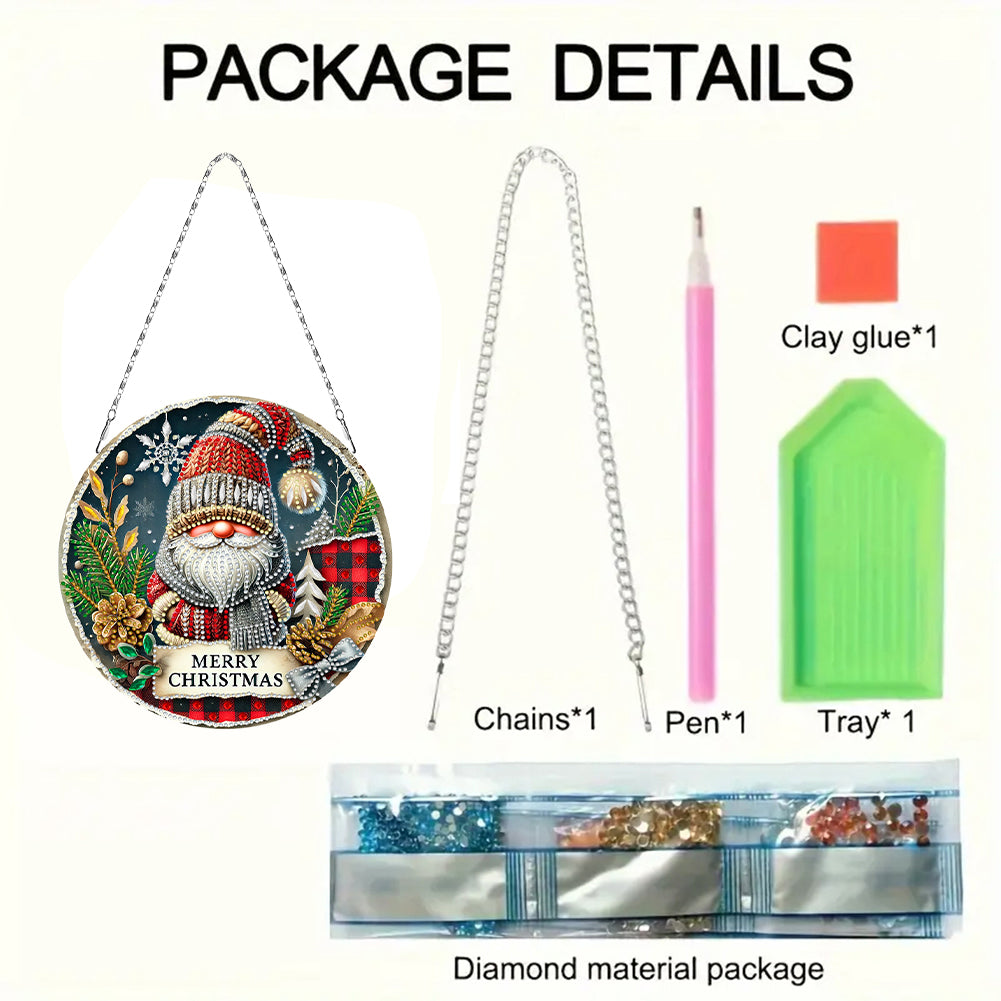 Christmas 2D Flat DIY Hanging Diamond Art Kits Window Hanging Art for Home Decor