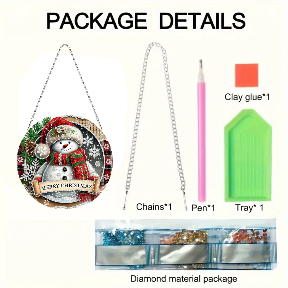Christmas 2D Flat DIY Hanging Diamond Art Kits Window Hanging Art for Home Decor