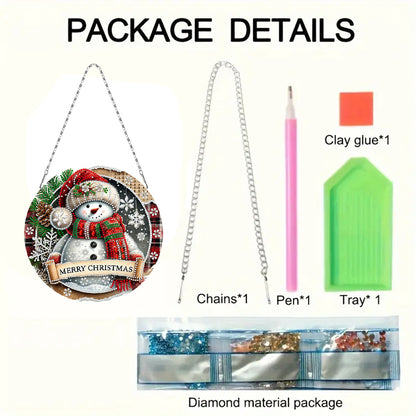 Christmas 2D Flat DIY Hanging Diamond Art Kits Window Hanging Art for Home Decor