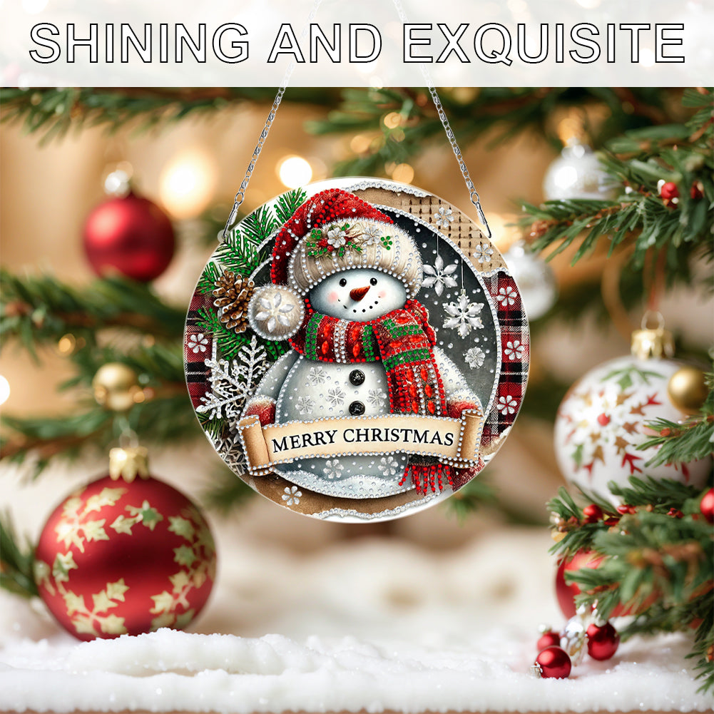 Christmas 2D Flat DIY Hanging Diamond Art Kits Window Hanging Art for Home Decor