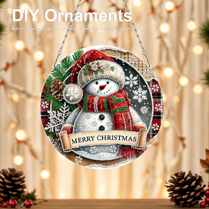 Christmas 2D Flat DIY Hanging Diamond Art Kits Window Hanging Art for Home Decor