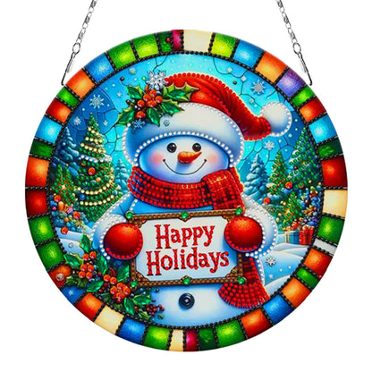 Christmas 2D Flat DIY Hanging Diamond Art Kits Window Hanging Art for Home Decor