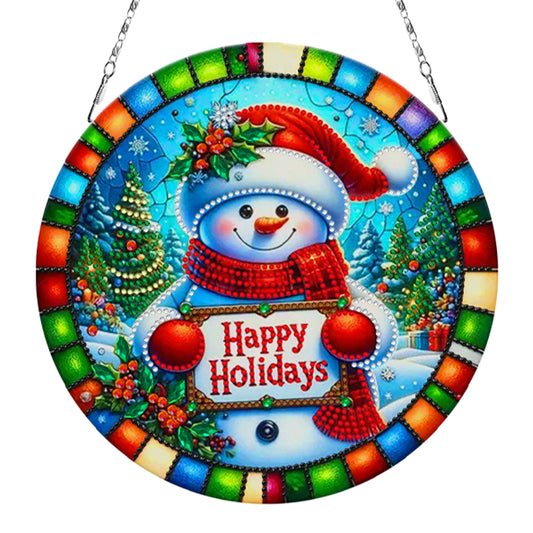 Christmas 2D Flat DIY Hanging Diamond Art Kits Window Hanging Art for Home Decor