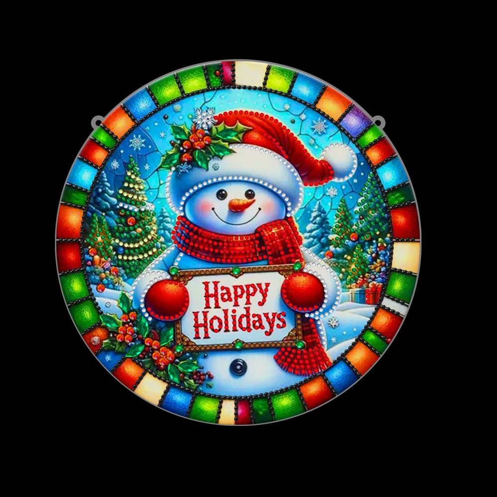 Christmas 2D Flat DIY Hanging Diamond Art Kits Window Hanging Art for Home Decor