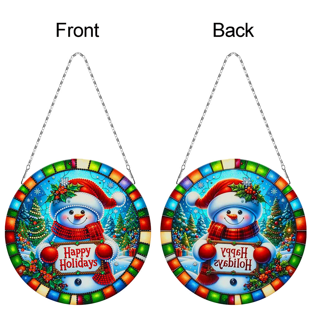 Christmas 2D Flat DIY Hanging Diamond Art Kits Window Hanging Art for Home Decor