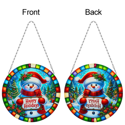 Christmas 2D Flat DIY Hanging Diamond Art Kits Window Hanging Art for Home Decor