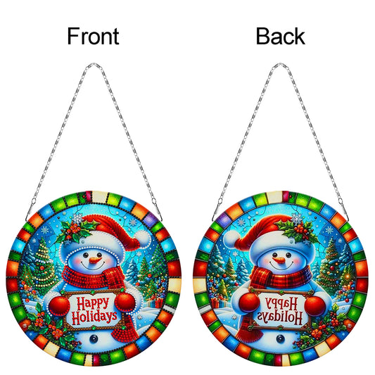 Christmas 2D Flat DIY Hanging Diamond Art Kits Window Hanging Art for Home Decor