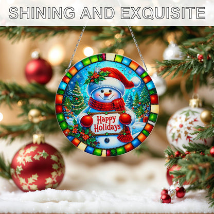 Christmas 2D Flat DIY Hanging Diamond Art Kits Window Hanging Art for Home Decor