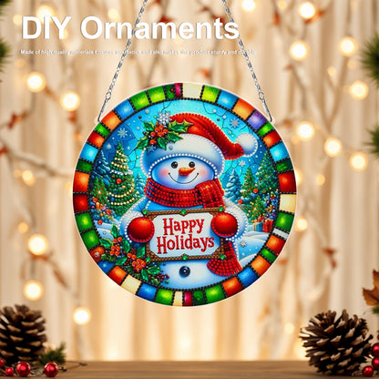 Christmas 2D Flat DIY Hanging Diamond Art Kits Window Hanging Art for Home Decor