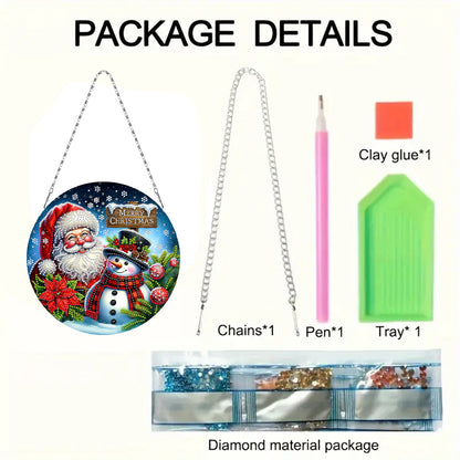 Christmas 2D Flat DIY Hanging Diamond Art Kits Window Hanging Art for Home Decor