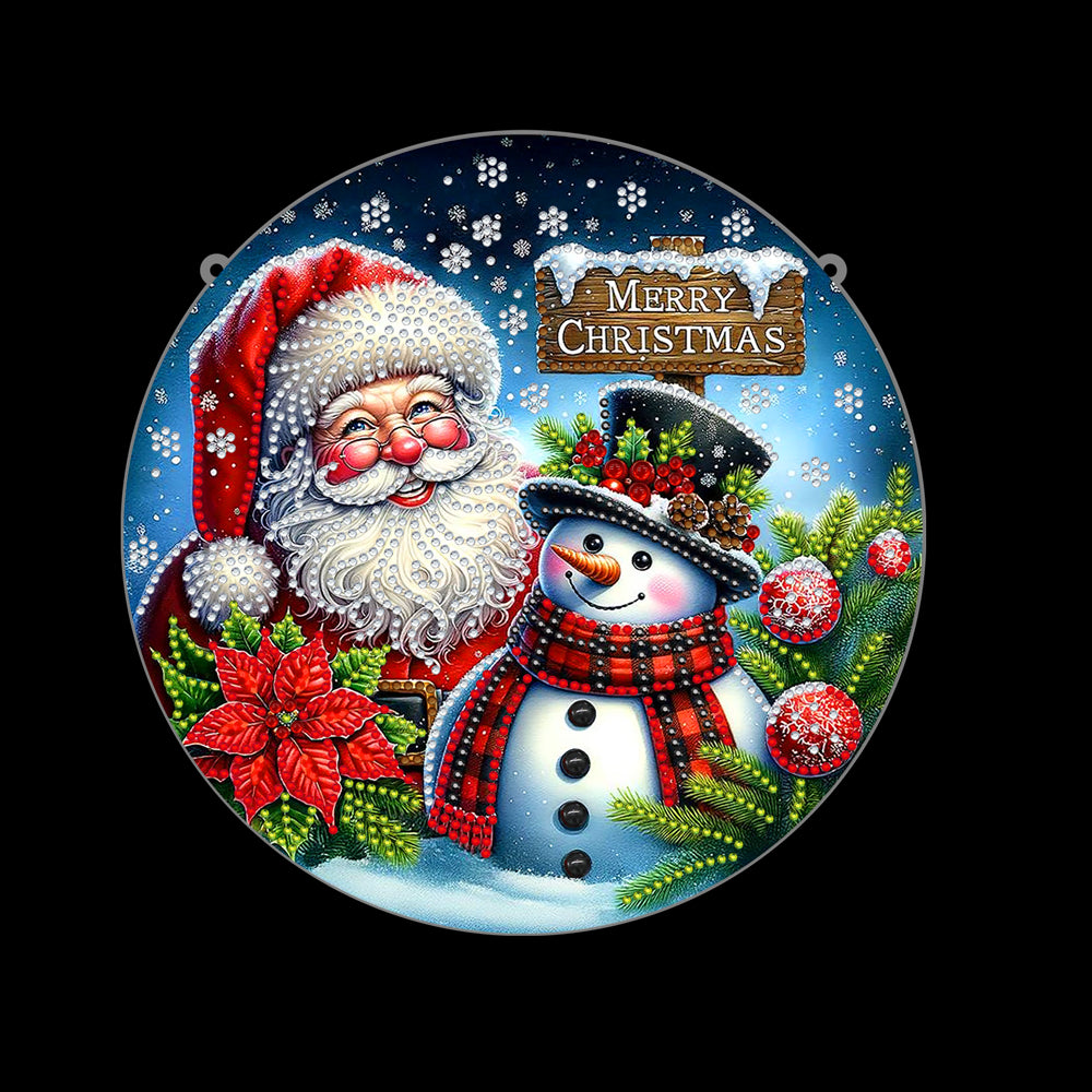 Christmas 2D Flat DIY Hanging Diamond Art Kits Window Hanging Art for Home Decor