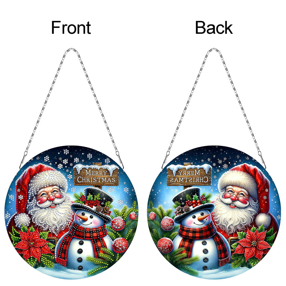 Christmas 2D Flat DIY Hanging Diamond Art Kits Window Hanging Art for Home Decor