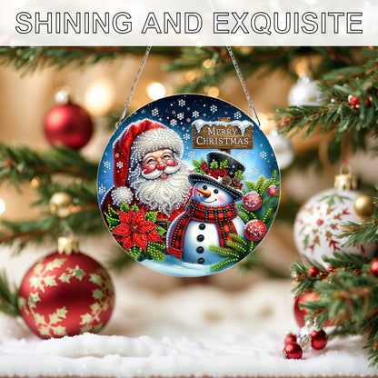 Christmas 2D Flat DIY Hanging Diamond Art Kits Window Hanging Art for Home Decor