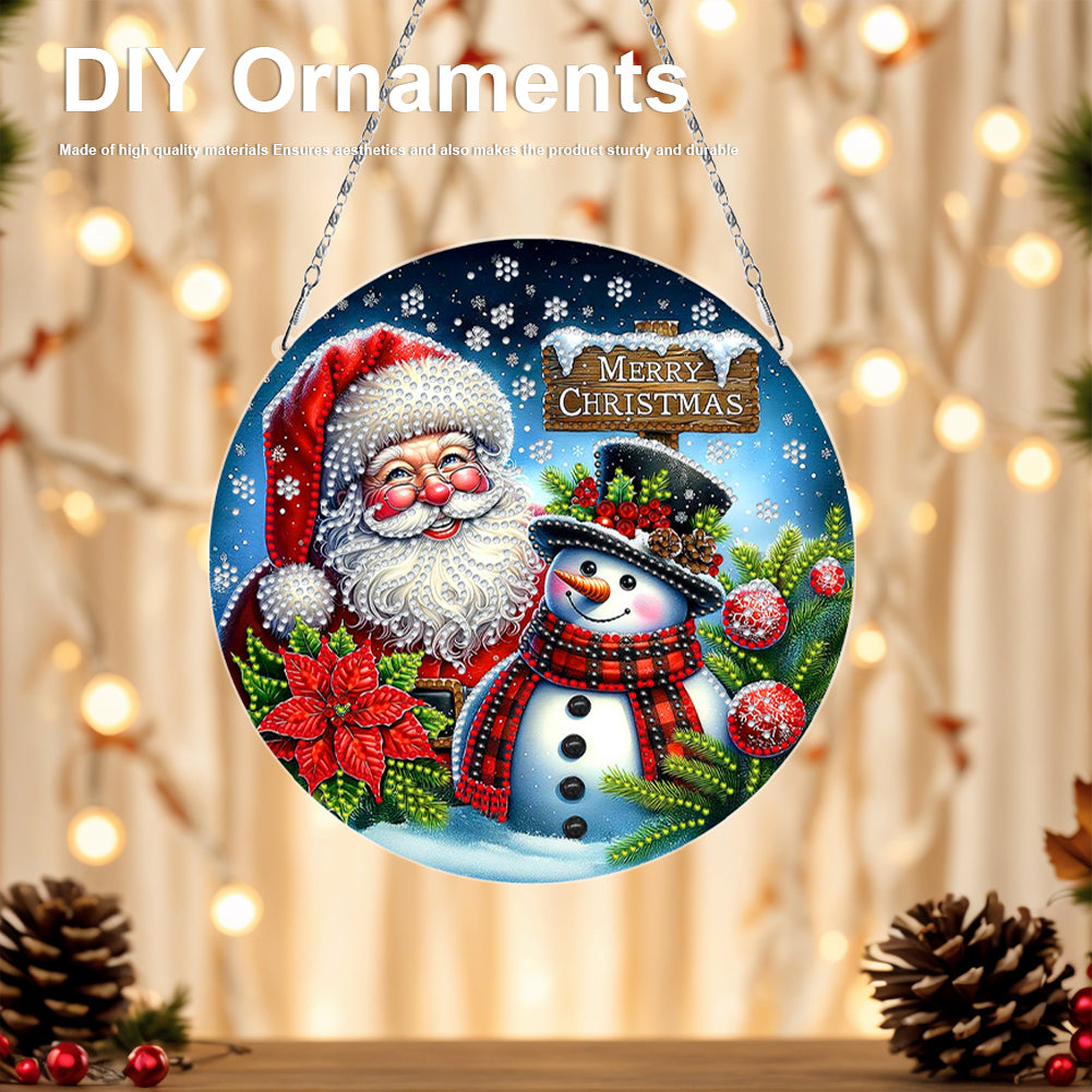 Christmas 2D Flat DIY Hanging Diamond Art Kits Window Hanging Art for Home Decor