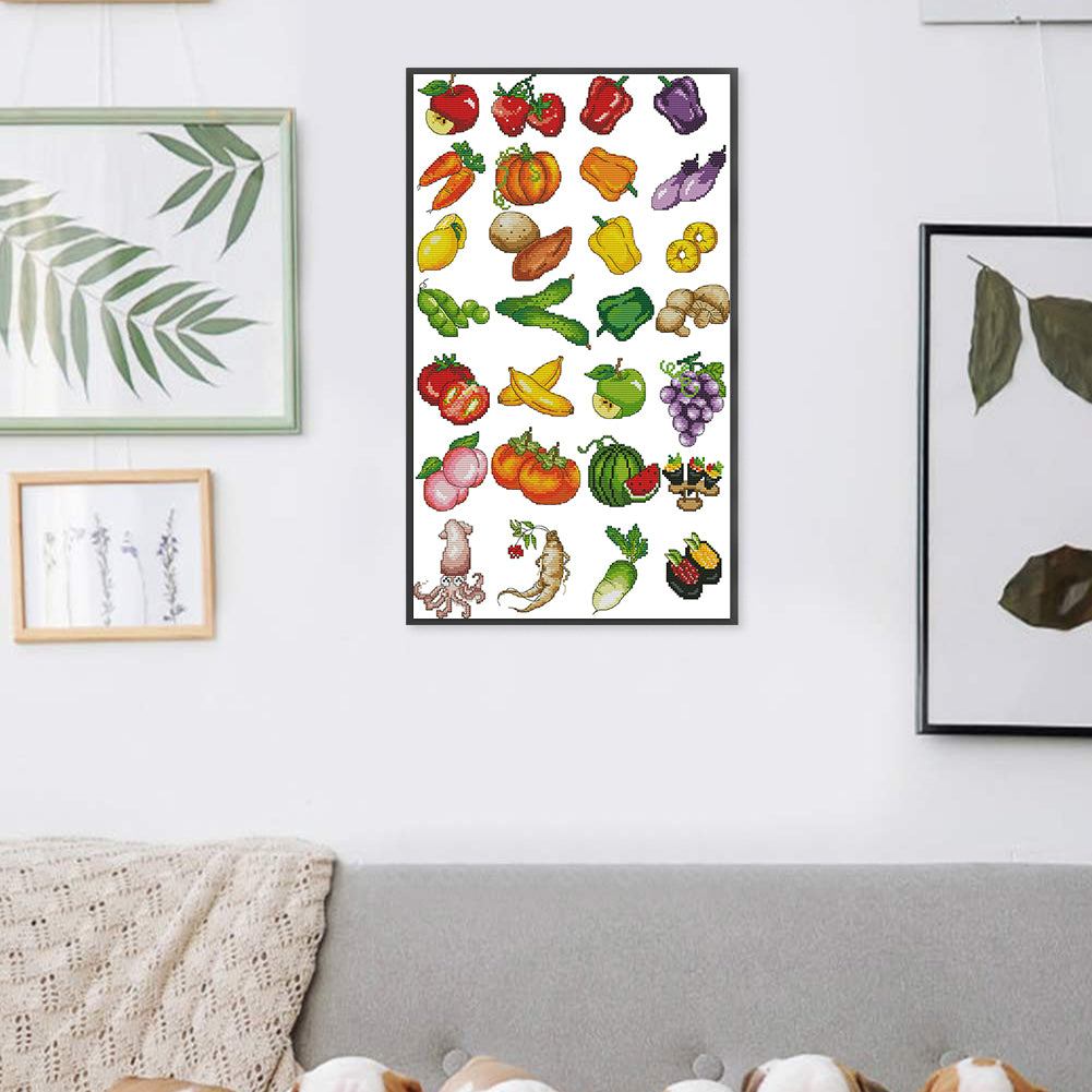 Children Identify Fruits And Vegetables - 14CT Stamped Cross Stitch 34*54CM (Joy Sunday)