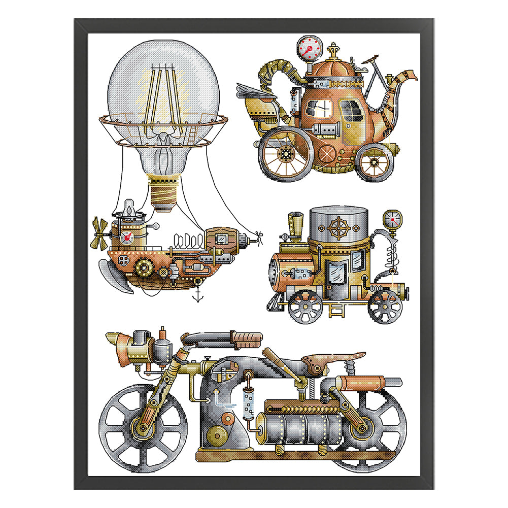 Steam Engine - 14CT Stamped Cross Stitch 34*45CM (Joy Sunday)