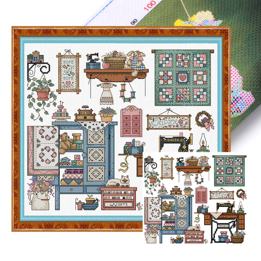 Love Sewing - 14CT Stamped Cross Stitch 41*36CM (Joy Sunday)