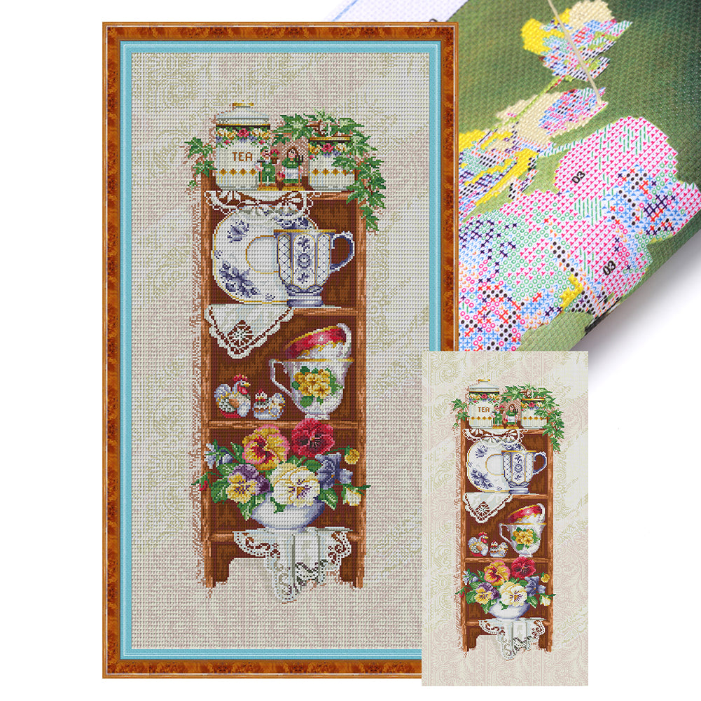 Museum Cabinet - 14CT Stamped Cross Stitch 41*81CM (Joy Sunday)