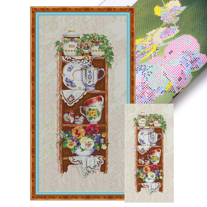 Museum Cabinet - 14CT Stamped Cross Stitch 41*81CM (Joy Sunday)