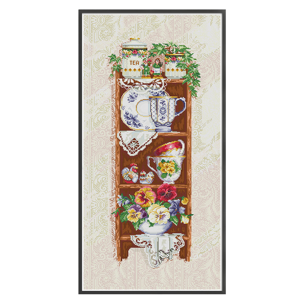 Museum Cabinet - 14CT Stamped Cross Stitch 41*81CM (Joy Sunday)
