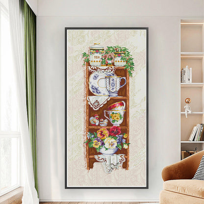 Museum Cabinet - 14CT Stamped Cross Stitch 41*81CM (Joy Sunday)