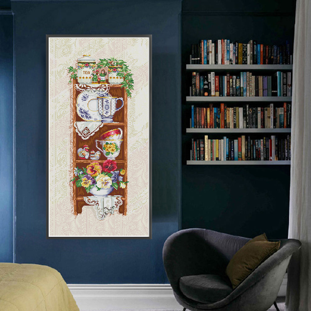 Museum Cabinet - 14CT Stamped Cross Stitch 41*81CM (Joy Sunday)