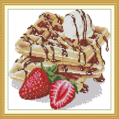 Strawberry Waffles - 14CT Stamped Cross Stitch 27*21CM (Joy Sunday)