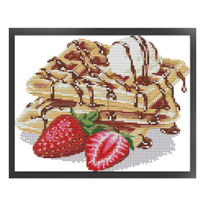 Strawberry Waffles - 14CT Stamped Cross Stitch 27*21CM (Joy Sunday)