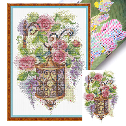Flower Street Lamp - 14CT Stamped Cross Stitch 27*38CM (Joy Sunday)