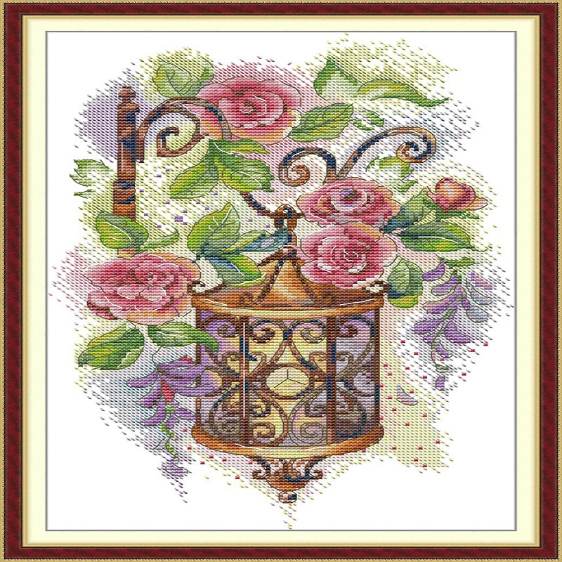 Flower Street Lamp - 14CT Stamped Cross Stitch 27*38CM (Joy Sunday)