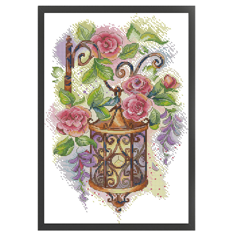Flower Street Lamp - 14CT Stamped Cross Stitch 27*38CM (Joy Sunday)