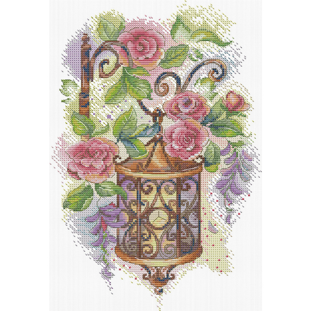 Flower Street Lamp - 14CT Stamped Cross Stitch 27*38CM (Joy Sunday)