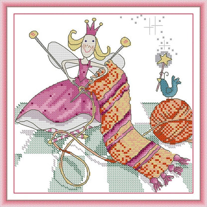 Knitting Scarf - 14CT Stamped Cross Stitch 22*22CM (Joy Sunday)