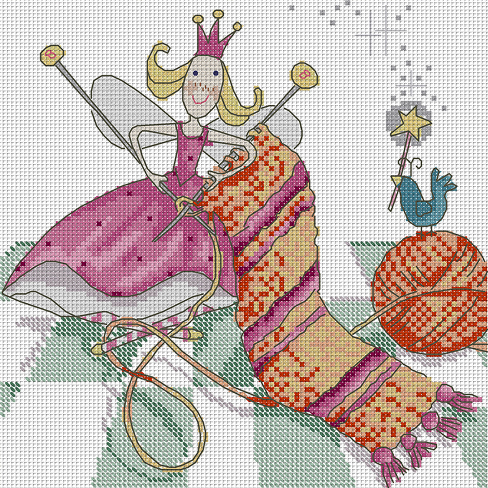 Knitting Scarf - 14CT Stamped Cross Stitch 22*22CM (Joy Sunday)