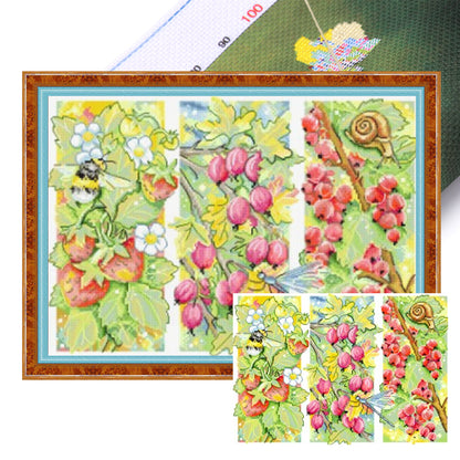 Bee-Snail-Berry - 14CT Stamped Cross Stitch 44*32CM (Joy Sunday)