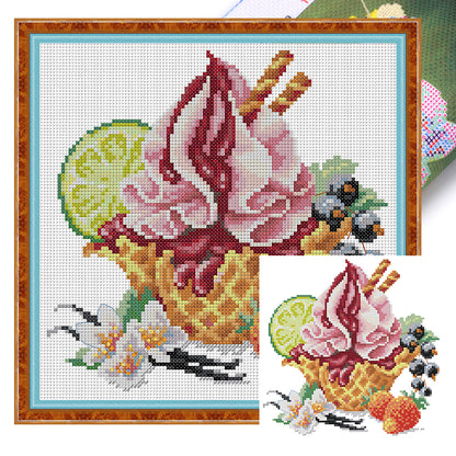 Vanilla Ice Cream - 14CT Stamped Cross Stitch 22*22CM (Joy Sunday)