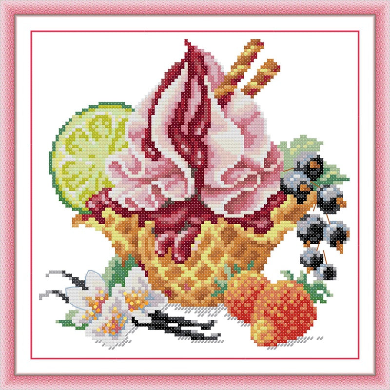 Vanilla Ice Cream - 14CT Stamped Cross Stitch 22*22CM (Joy Sunday)