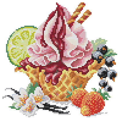 Vanilla Ice Cream - 14CT Stamped Cross Stitch 22*22CM (Joy Sunday)