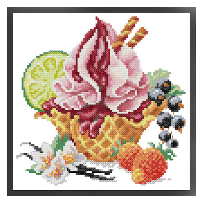Vanilla Ice Cream - 14CT Stamped Cross Stitch 22*22CM (Joy Sunday)