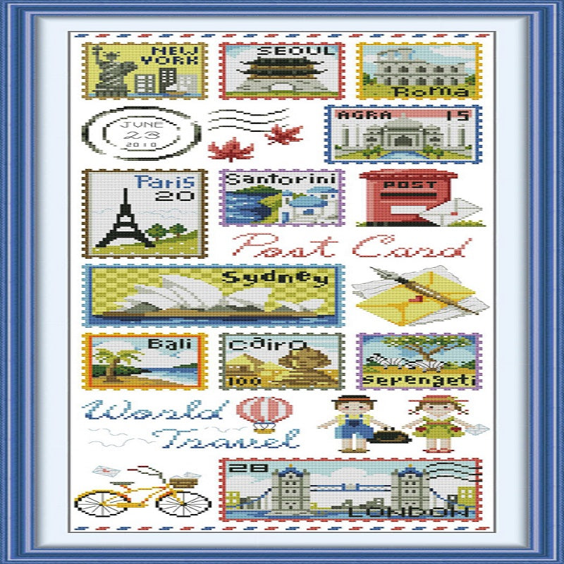 Stamp Collection - 14CT Stamped Cross Stitch 29*64CM (Joy Sunday)