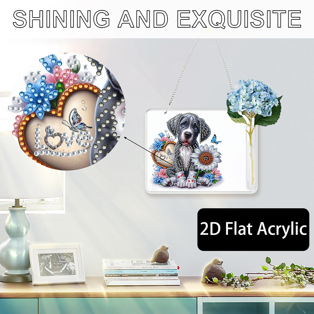 2D Flat Acrylic Wall Decor Vase Diamond Painting Kit Home Wall Decoration Crafts