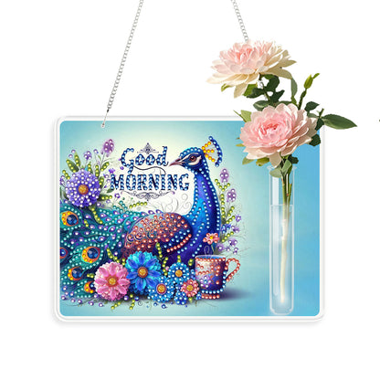 2D Flat Acrylic Wall Decor Vase Diamond Painting Kit Home Wall Decoration Crafts