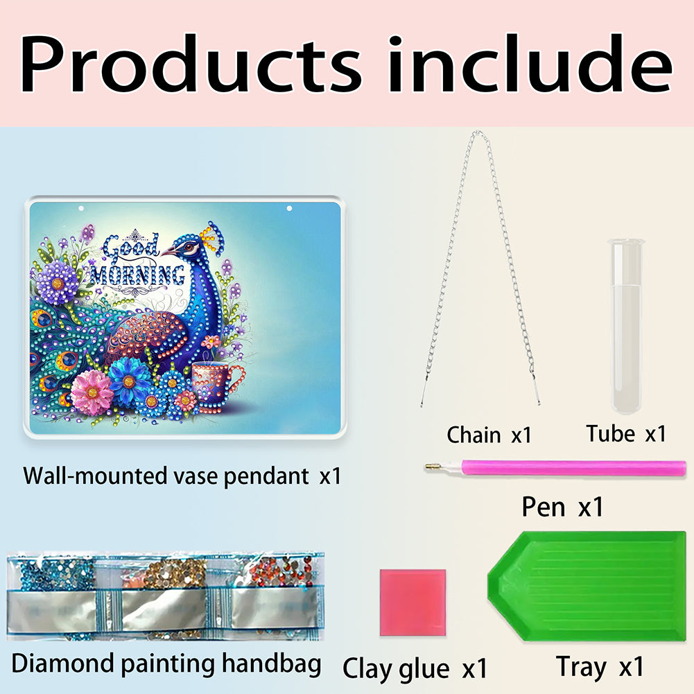 2D Flat Acrylic Wall Decor Vase Diamond Painting Kit Home Wall Decoration Crafts