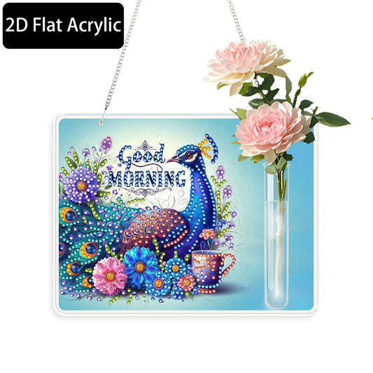 2D Flat Acrylic Wall Decor Vase Diamond Painting Kit Home Wall Decoration Crafts