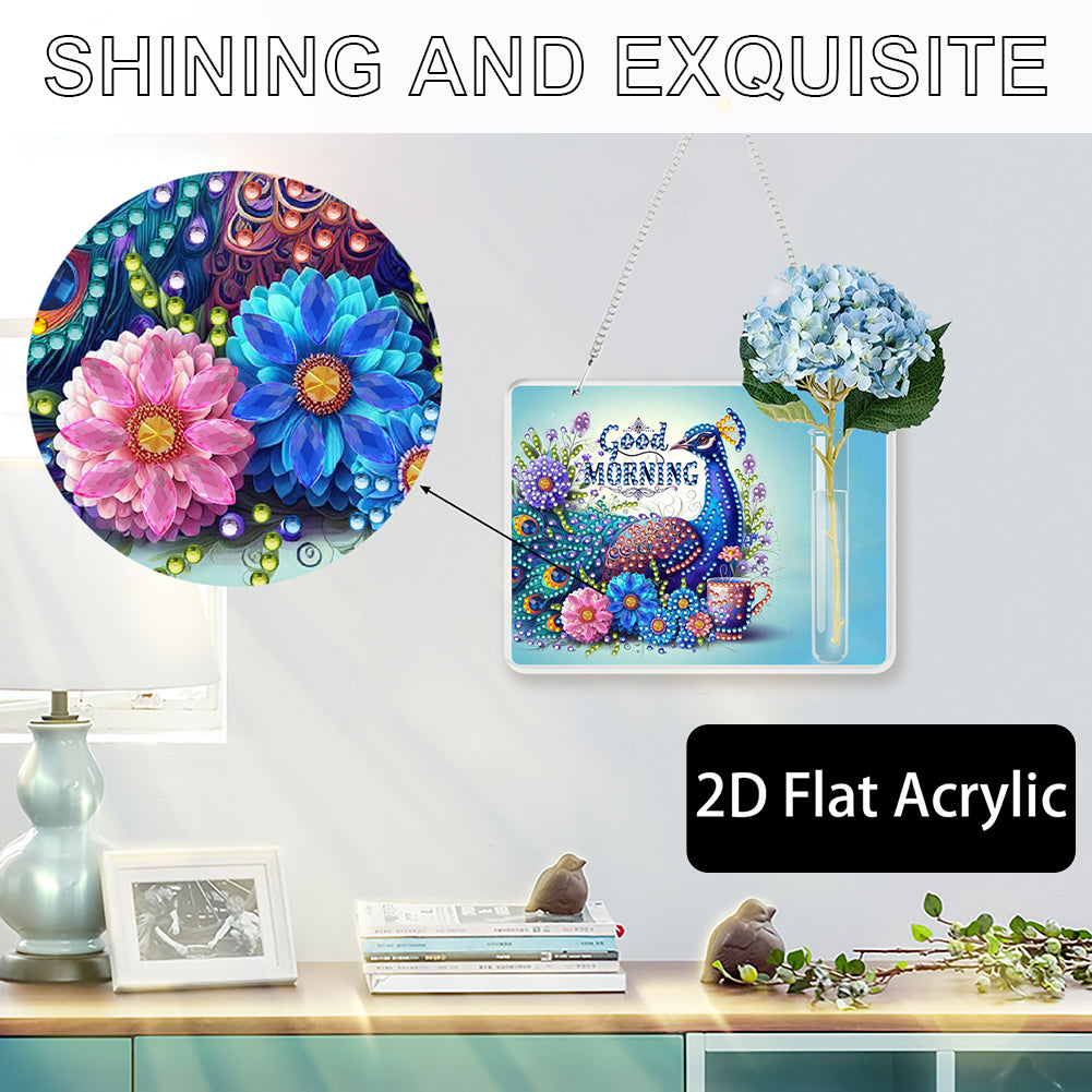 2D Flat Acrylic Wall Decor Vase Diamond Painting Kit Home Wall Decoration Crafts
