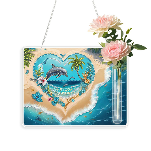 2D Flat Acrylic Wall Decor Vase Diamond Painting Kit Home Wall Decoration Crafts