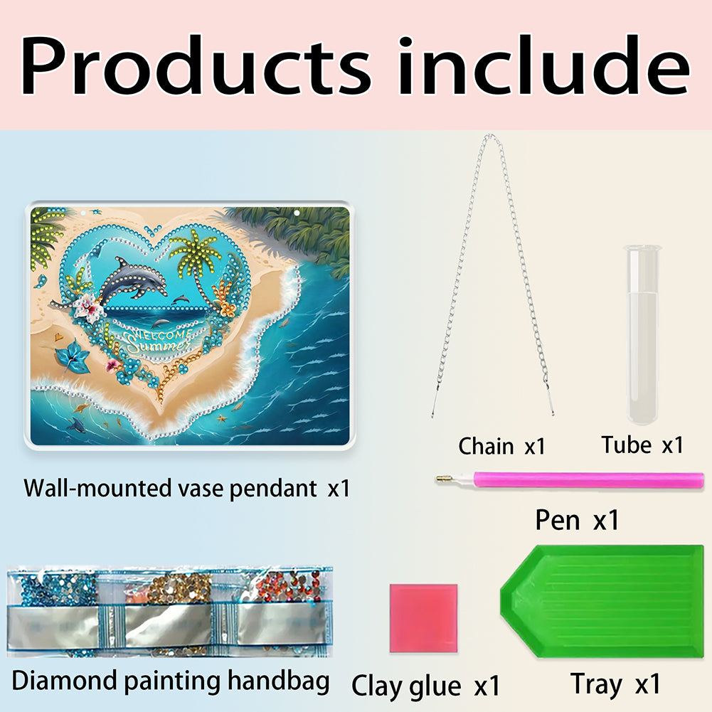 2D Flat Acrylic Wall Decor Vase Diamond Painting Kit Home Wall Decoration Crafts